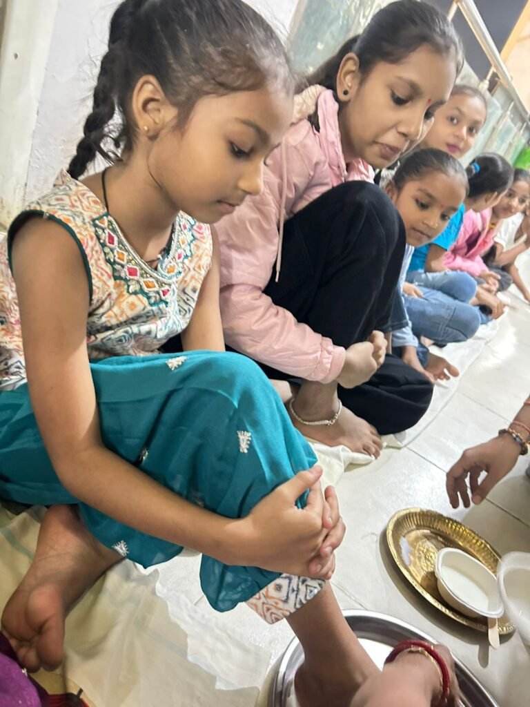 Girls during Kanya Poojan at Makarba, Ahmedabad